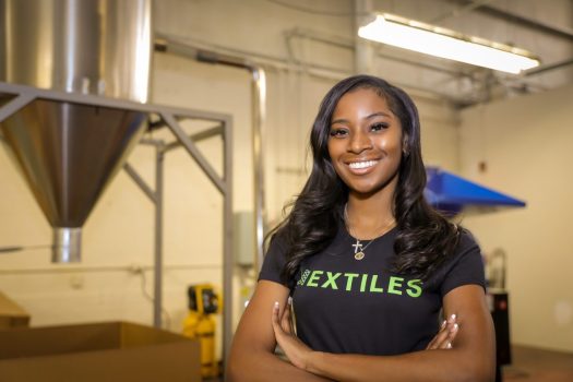 Madeline Walker's company focuses on textiles that end up on the cutting room floor during the manufacturing process. (Credit: Courtesy of Madeline Walker)